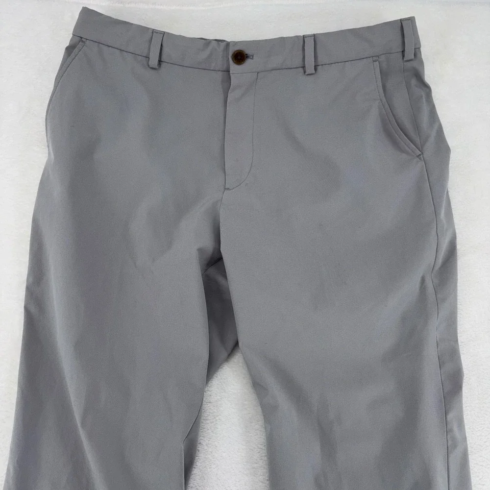Brooks Brothers Mens Performance Golf Chino Pants Grey 36x32 Zip Back Pockets